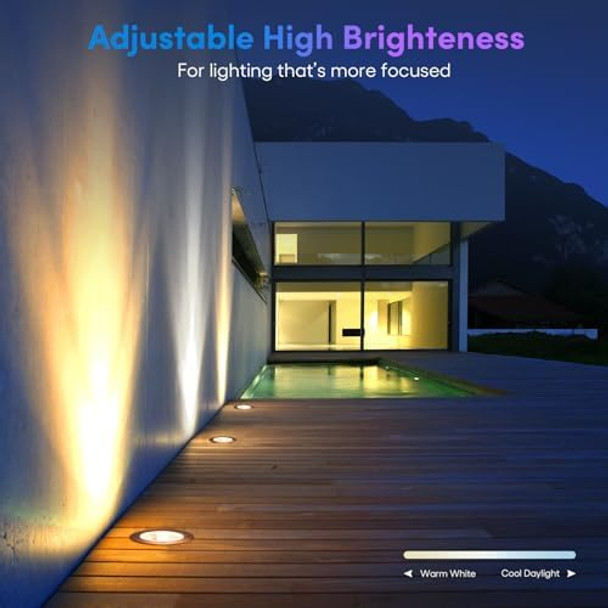 Smart Color Changing Led Landscape Well Lights Low Voltage 6W 12V-24V With Wifi App Control Waterproof Outdoor Lights Led In Ground Spotlights Rgbcw Cri90 For Trees 2 Pack