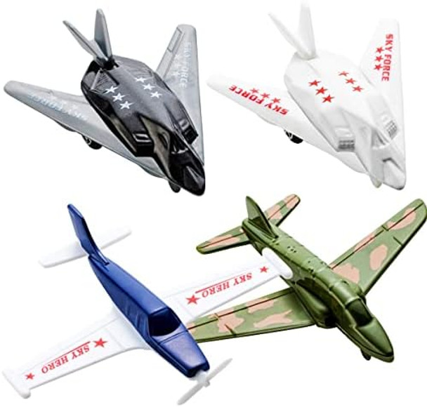 Airplane Toys - 12 Pack Vehicle Aircraft Plane Playset Includes Styles Of Bomber Military F-16 Fighter Jets For Birthday Party Favor Toys For Kids Boys And Girls (Styles May Very)
