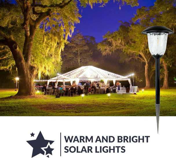 Solarpathf2-2 10X Brightness 3000K Outdoor Solar Led Filament-Style Path Weatherproof Metal Light (4 Pack) 4-Pack Black 4 Piece