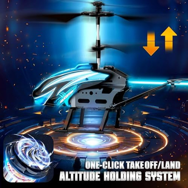 Rc Helicopter Flying Toys 2.4Ghz 3.5 Channel Remote Control Helicopter Led Light Effects Obstacle Avoidance One-Key Start/Land And Auto Hover Remote Toy For Ages 8+ Boys Girls