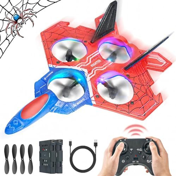 Bezgar Drones For Kids 2.4Ghz Rc Plane Spider Toys For Boys Remote Control Spider Remote Control Airplane Rc Helicopter 360° Flip Fighter Jet Toy Toys For Ages 8-13