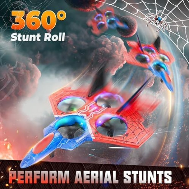 Bezgar Drones For Kids 2.4Ghz Rc Plane Spider Toys For Boys Remote Control Spider Remote Control Airplane Rc Helicopter 360° Flip Fighter Jet Toy Toys For Ages 8-13