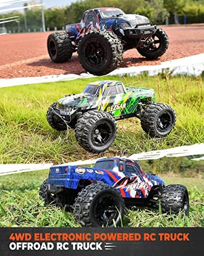 Bezgar Hm161 Hobby Grade 1:16 Scale Remote Control Truck 4Wd High Speed 40+ Kmh All Terrains Electric Toy Off Road Rc Vehicle Car Crawler With 2 Rechargeable Batteries For Boys Kids And Adults