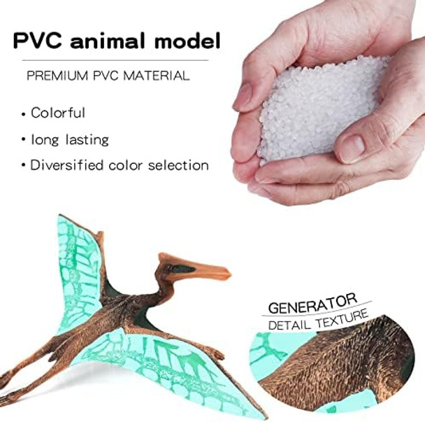 Realistic Pterodactyl Dinosaur Toy Playset Flying Dinosaur Party Pteranodon Model Early Educational Cognitive Toys For 5 6 7 8 Years Old Boys Girls Kid Toddlers 4 Pcs