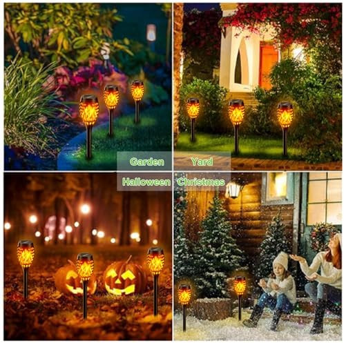 Solar Torches With Flickering Flame And Lantern Outdoor Waterproof