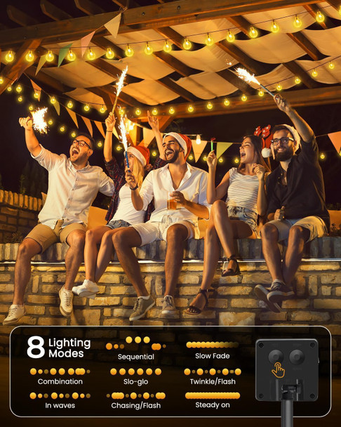 Solar String Lights Outdoor 60 Led 36Ft With 8 Lighting Modes Waterproof Solar Powered Crystal Globe Patio Lights For Garden Yard Porch Wedding Party Decor (Warm White)