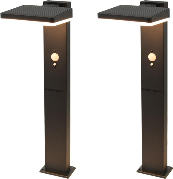 Solar Motion Pathway Lights Outdoor 2 Pack Solar Powered Garden Lights Waterproof 72 Led 600 Lumens Super Bright Motion Sensor Solar Path Light Aluminum Black Garden Light With Groundstake