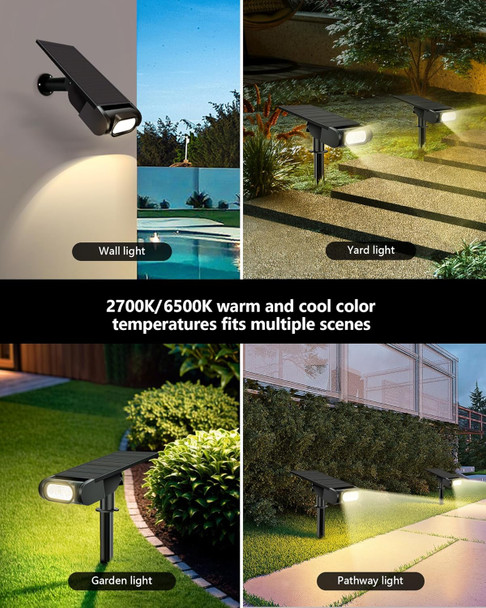 Solar Spot Lights Outdoor 12 Rgb Color Modes Landscape Light Waterproof Ip67 With Remote Control 2-In-1 Color Changing Rgb/Cool/Warm White Solar Lights Outdoor For Yard Garden Pool 4 Pack