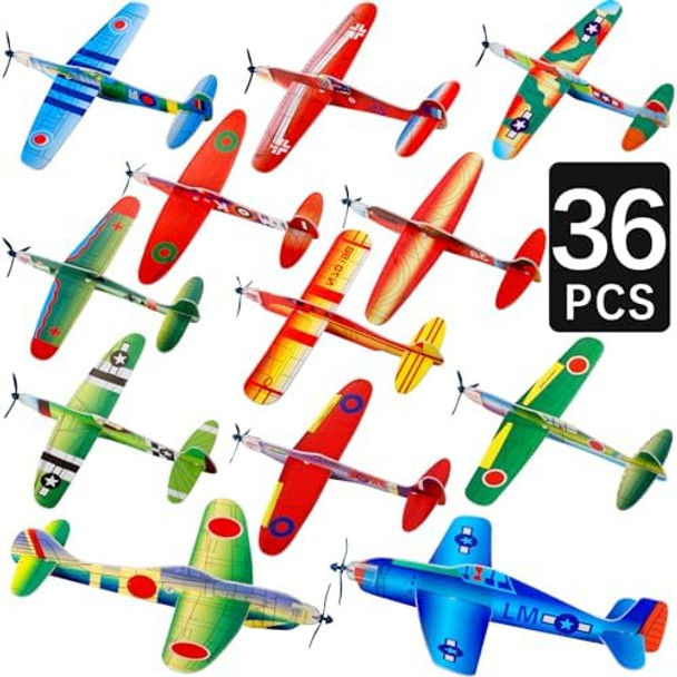 36 Pack Foam Airplane Toys For Kids Glider Planes For Boys & Girls Birthday Party Favors Outdoor Flying Toy Mini Airplanes Classroom Prize Exchange Carnival Prize