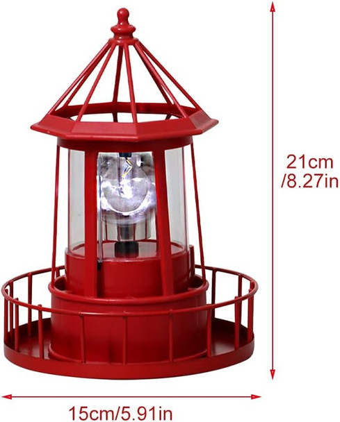 Calidaka Led Solar Powered Lighthouse 360 Degree Rotating Lighthouse Landscape Ip65 Waterproof Durable Rotatable Outdoor Solar Light Lamp Hanging For Home Garden Yard Decor