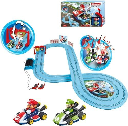 Carrera First Nintendo Mario Kart Slot Car Race Track - Includes 2 Cars: Mario And Luigi And Two-Controllers - Battery-Powered Beginner Set For Kids Ages 3 Years And Up 20063028
