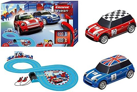Carrera First Ferrari Slot Car Race Track - Includes 2 Cars: Red And Yellow Ferrari And Two-Controllers - Battery-Powered Beginner Set For Kids Ages 3 Years And Up