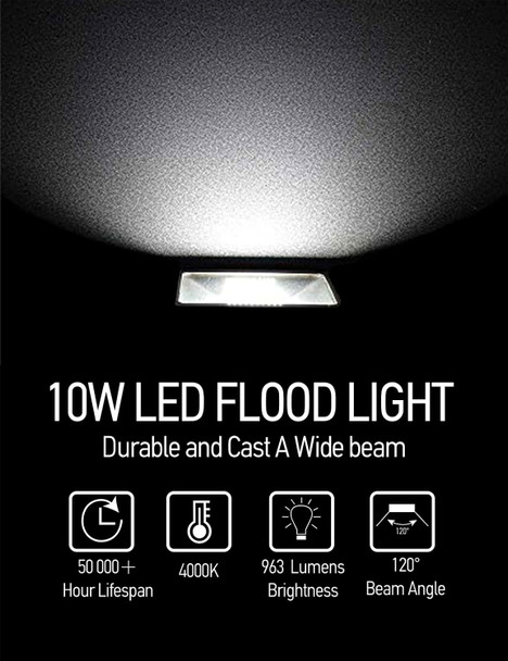 Cea Led Flood Light 10W963Lm 4000K Natural White Lp 65 Waterproof Ul Listed Knuckle Mounting Outdoor Lights For HouseBackyard Lights Outdoor Patio (Black)