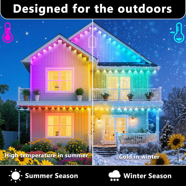 300Ft Permanent Outdoor Rgb Lights Ip67 Waterproof Smart Eave Lighting With App/Remote Control Eaves Light Diy Led Scenes Modes For House Roof DecorChristmasPartyAll Holiday And Daily