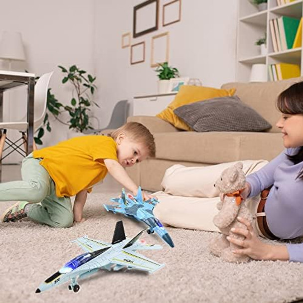Airplane Toy For Boys - 2 Pack Diecast Airplane Toys For Kids Su35 F18 Model Plane Toy For Boys Pull Back Toy Jets With Light & Sound For s Collection Decor