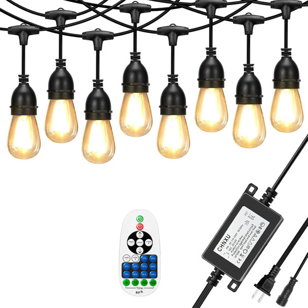 57Ft Heavy Duty String Lights With Dimmer Transformer 15 Sockets 17 Pack Led Vintage Glass Bulbs Waterproof Low Voltage 24V Dc Commercial Grade Outdoor Hanging Lighting For Patio Porch Gazebo