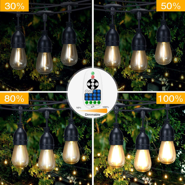 57Ft Heavy Duty String Lights With Dimmer Transformer 15 Sockets 17 Pack Led Vintage Glass Bulbs Waterproof Low Voltage 24V Dc Commercial Grade Outdoor Hanging Lighting For Patio Porch Gazebo