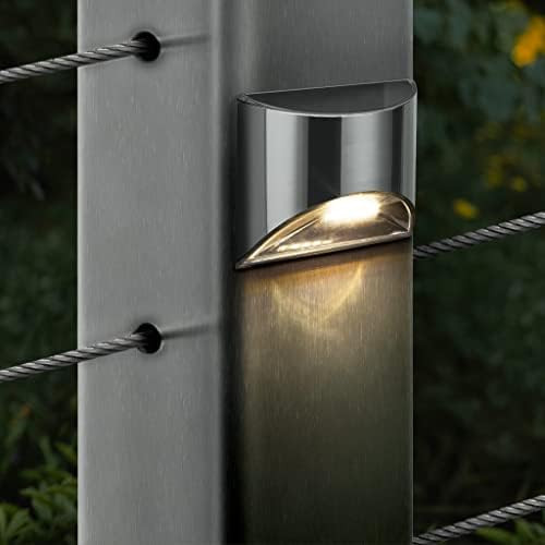 Classy Caps High-Performance Solar Deck And Wall Light Dls900 - Solar Lights 4 High Output Led'S Durable Stainless Steel Includes Aa Ni-Mh Rechargeable Battery For Deck Patio And Yard
