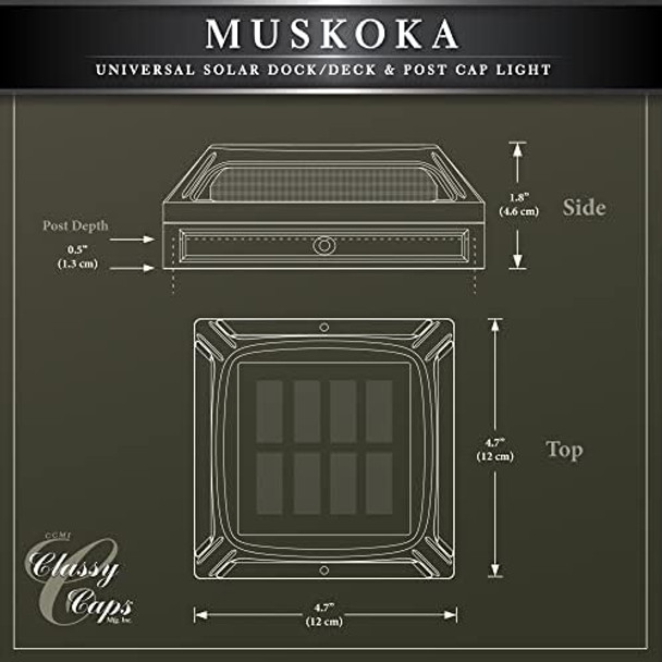Classy Caps Muskoka Universal Solar Light Sld505B Warm And Cool Light Modes Fits 3.5X3.5 & 4X4 Posts Black Aluminum Solar-Powered Auto On Durable Design Ideal For Posts Paths Gardens