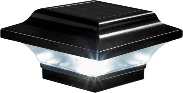 Classy Caps Imperial Solar Post Cap - Black Slo82B – Fits 2"X2" 2.25"X2.25" And 2.5"X2.5" Post Sizes High-Performance Solar Led Durable Cast Aluminum Construction Warm & Cool Light Modes
