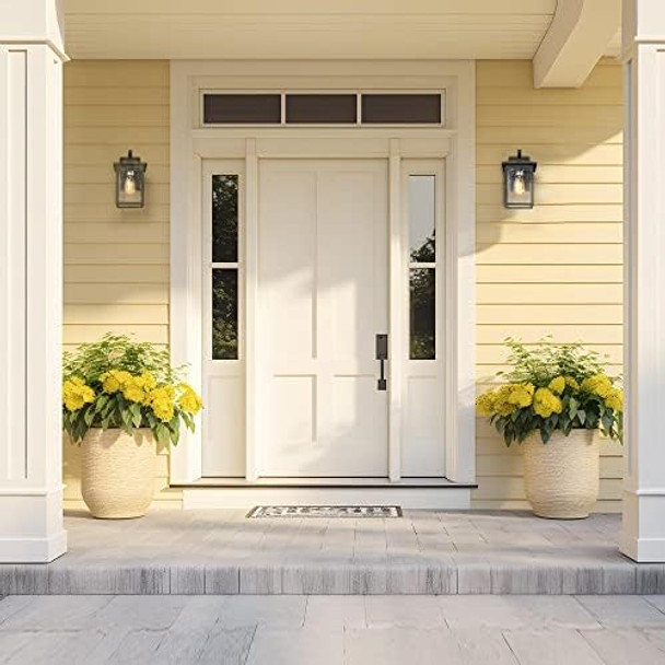 Black Outdoor Wall Sconce Lights Modern Farmhouse Square Anti-Rust Waterproof Outdoor Porch Lights Wall Mount Exterior Light Fixture With Seeded Glass For House Porch Patio Froot Door Garage