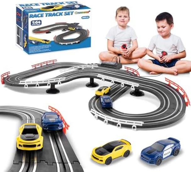Slot Car Race Track Sets Battery Or Electric Race Car Track For Kids Two High-Speed Slot Cars Toys For Dual Racing With 2 Controllers - Birthday For Age 6 7 8 9 10 11 12 Years Old Boys Girls