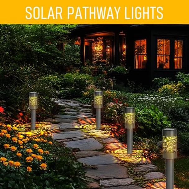 Dazzle Bright Solar Pathway Lights Outdoor 12 Pack Led Warm White Waterproof Solar Powered Landscape Lights For Walkway Driveway Lawn Patio Yard Garden