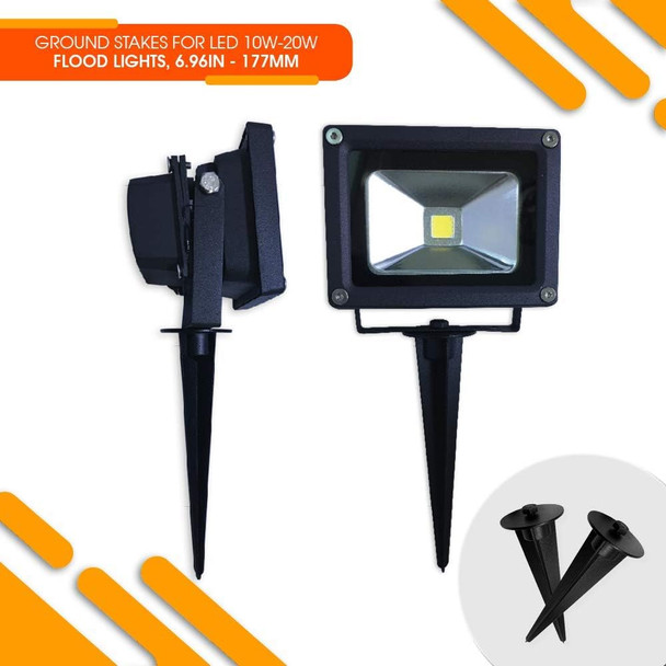 10 Pack Metal Ground Stake For Led Flood Lights Compatible With 10W-100W Outdoor Mount For Gardens Yards And Landscape Lighting