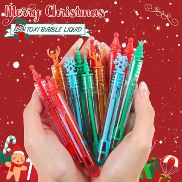 Derayee 36Pcs Christmas Bubble Wands For Kids Bulk Xmas Mini Bubbles Party Favors Christmas Toys For Boys Girls Christmas Classroom Awards Goody Bag Fillers