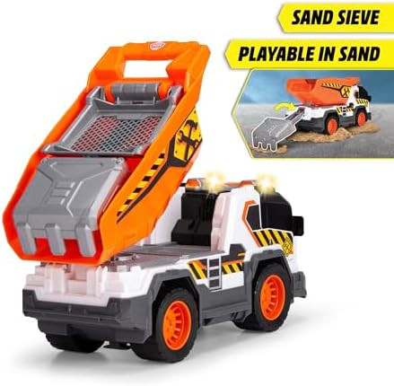 Dickie City Heroes Work 30 Cm Dump Truck With Light And Sound Flip-Over Loading Platform With Sand Sieve And Removable Shovel From 3 Years (203306025)