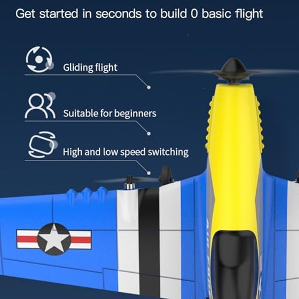 Rc Airplane Rc Plane 3 Channel Remote Control Airplane 2.4Ghz Rc Glider Fighter For Boys Epp Foam Rc Aircraft With 6-Axis Gyro Stabilizer 2 Batteries Easy To Fly For Kids And Adults