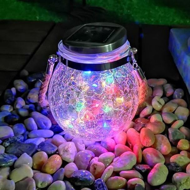 Doitool 2Pcs Crack Ball Lamp Cover Jars Lids Outdoor Solar Light Outdoor Decorative Solar Lights Solar Lanterns Battery Box Solar Replacement Tops Parts Solar Replacement Parts Led