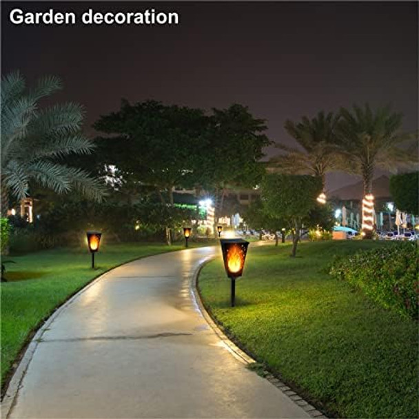 Dancing Tiki Lights 19.5'' Height Outdoor Solar Powered Torch Light Waterproof Dancing Flame Decorative For Gardens Pathways Deck Fence Flowerbeds No Wires Or Electricity Needed 2 Pack