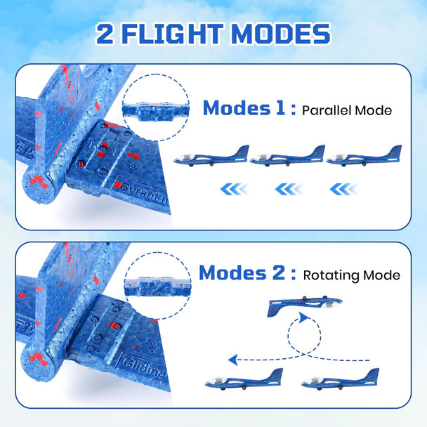 2 Pack Airplane Launcher Toys With 20 DartsLed Foam Glider Catapult Plane Toy2 Flight Modes Outdoor Flying Toys Birthday s For Boys Girls 4 5 6 7 8 9 10 11 12 Year Old(Blue)