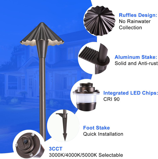 Energetic 3Cct Low Voltage Pathway Lights Led Landscape Lighting 3000K/4000K/5000K Selectable 12-24V Ac/Dc Ip65 Waterproof Garden Lights Aluminium Oil Rubbed Bronze 4 Pack