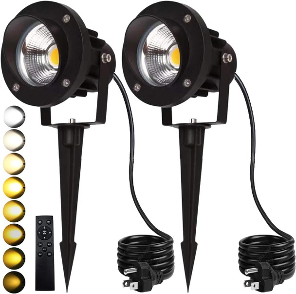 Led Outdoor Spot Lights120V Landscape Lighting Outdoor Spotlight With Plug Cord 2700K-6500K Stepless Dimmable Landscape Light With Timer And Remote For Yard Garden Pathway Flag (18W Pack 4)