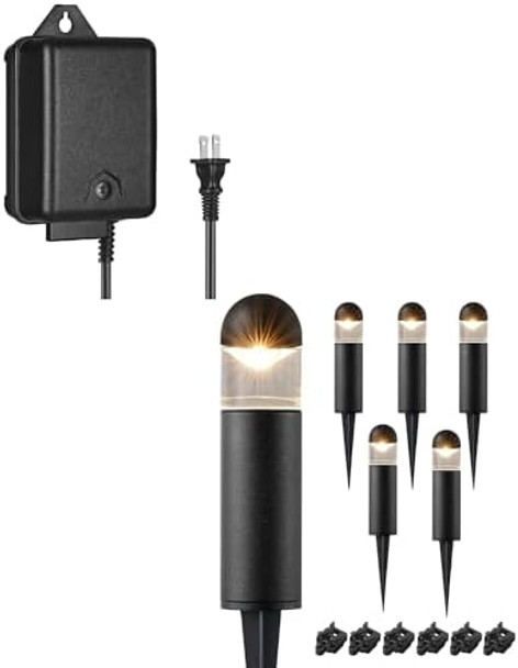 Edishine 60W Outdoor Low Voltage Transformer With Timer Photocell Sensor 12V 3W 3000K Warm White Bollard Lights Black 1 Pack Landscape Lighting Transformer