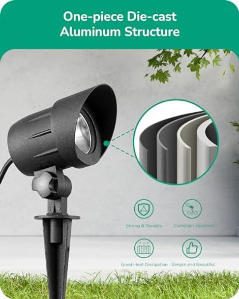 Edishine Halloween 120V Spotlight Outdoor Plug In Outdoor Led Spot Light With 5 Lenses 10W 900Lm 5000K One-Piece Die-Cast Aluminum Ip65 Landscape Lighting For Holiday Yard Flag Tree