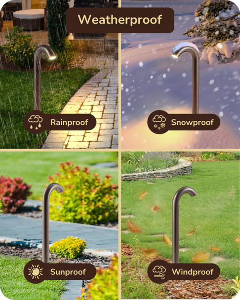 Edishine Bronze Low Voltage Landscape Lighting 3W 3000K 200Lm Bright Led Pathway Lights Wired Ip65 Outdoor Landscape Lighting & Accessories Cri80 Aluminum Bent Pipe Path Light For Garden Yard