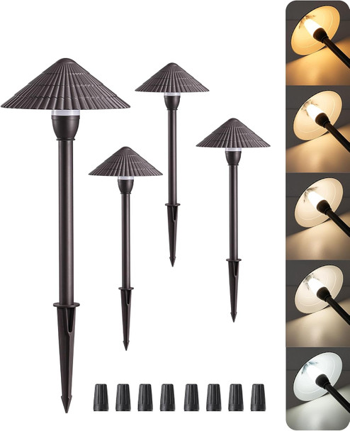Edishine 5Cct Low Voltage Pathway Lights Wired 8 Pack 2700K-5000K Led Landscape Lighting 12V Ac/Dc 3W 160Lm Die-Cast Aluminum Waterproof Outdoor Landscape Path Lights For Sidewalk Garden Yard
