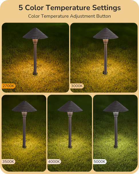 Edishine 5Cct Low Voltage Pathway Lights Wired 8 Pack 2700K-5000K Led Landscape Lighting 12V Ac/Dc 3W 160Lm Die-Cast Aluminum Waterproof Outdoor Landscape Path Lights For Sidewalk Garden Yard