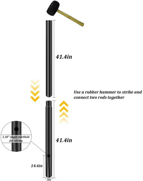 80-Inch Black Outdoor Lamp Post - 3-InchdiameterCast Lron Crossarm For Driveway PathwayYardGardenLightingWeather-ResistantDirect Burial Design
