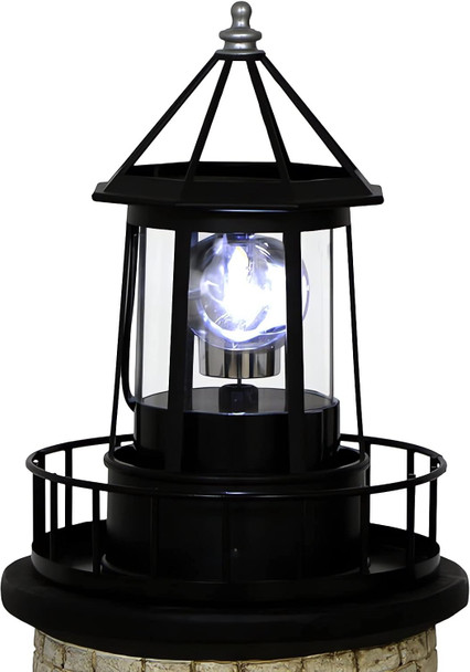 Solar Lighthouse Rotating Light - 360 Degree Light Houses Lamp For Yard Ip65 Waterproof Durable Lighthouse Lamps Towers Statue Lights For Outdoor Garden Pathway Patio (Black -Large - Style B)