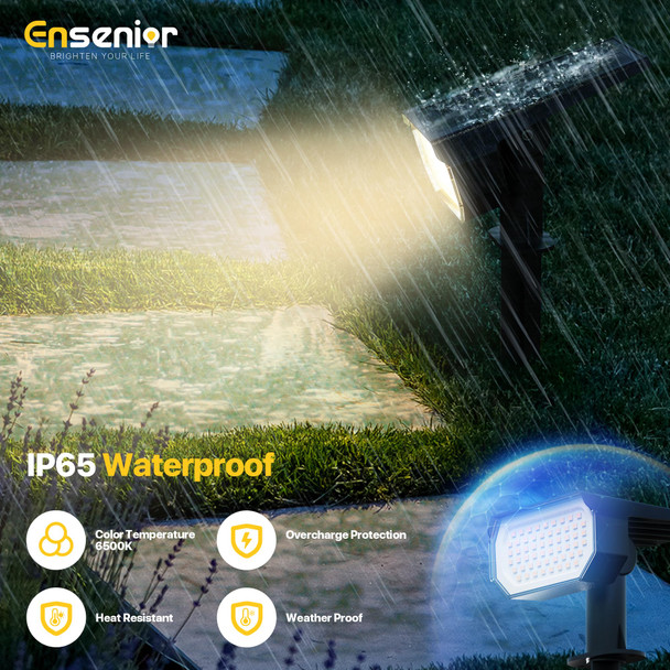 Ensenior Solar Spotlights Outdoor Brightness Adjustable 3000K Led Solar Garden Lights 56 Leds Solar Powered Landscape Lights Auto On/Off Waterproof For Yard/Garden/Pathway - 10 Pack
