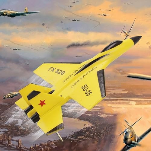 Eayaele Su-35 Rc Plane 2Ch Remote Control Airplane Hobby Rc Glider Ready & Easy To Fly For Beginners Rc Aircraft Jet With Luminous Strip (Yellow)