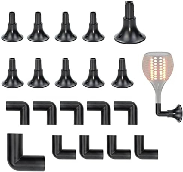 20Pcs Plastic Solar Torch Lights Outdoor Accessories Esluker.Ly Replacement Abs Plastic Wall Bracket& Wall Mounting Base For Solar Torch Garden Lights Christmas Pathway Markers (Wall Connector+Base)