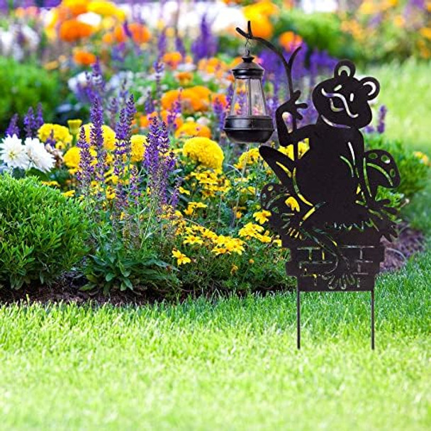 Frogs W/Lamp Solar Garden Stakes (2-Pack) Set Of 2 Lawn Ornament Metal Silhouettes With Solar-Rechargeable Lanterns Frogs W/Lamp Solar Garden Stakes (2-Pack) Set Of 2 Lawn Ornament Metal Silhouettes With Solar-Rechargeable Lanterns