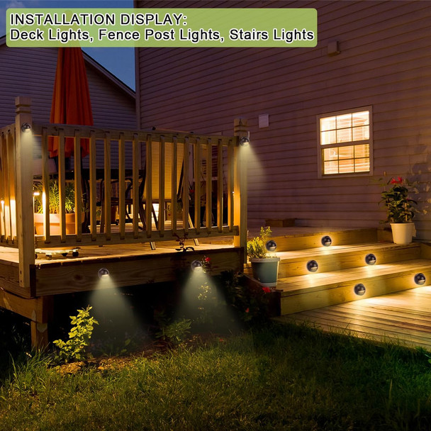 Low Voltage Deck Step Lights Outdoor Waterproof12 Pack Led Deck Stair Lights Outdoor12-36V 2.5W Fence Lighting With 2700K Warm Light For Patio Garden.