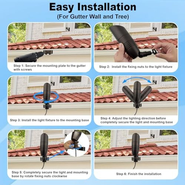 Landscape Lighting Gutter Brackets Mounting Bracket Base Plate For Spotlights Spot Flood Lights Outdoor Landscape Lighting Mounting Accessories Die-Cast Aluminum Bronze Pack Of 6