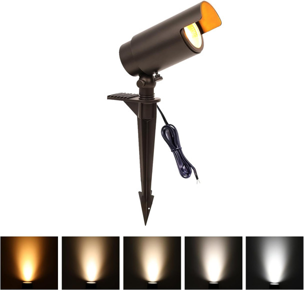Low Voltage Landscape Lighting 5Cct Low Voltage Landscape Spotlights 12V Uplighting Outdoor Wired 7W Led Spot Lights Outdoor For Tree Wall Flag With Adjustable Beam Angle (Bronze 6)